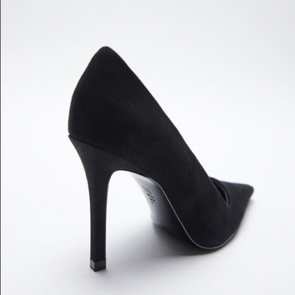 NWT. Zara Black Suede Leather High-Heels Shoes. Size 9. - Picture 3 of 8